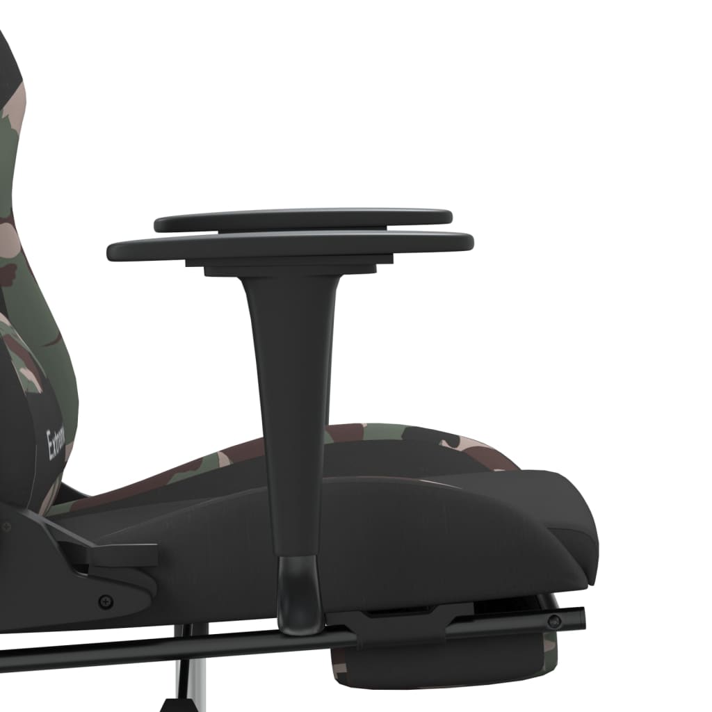 Gaming Chair with Footrest Black and Camouflage Fabric