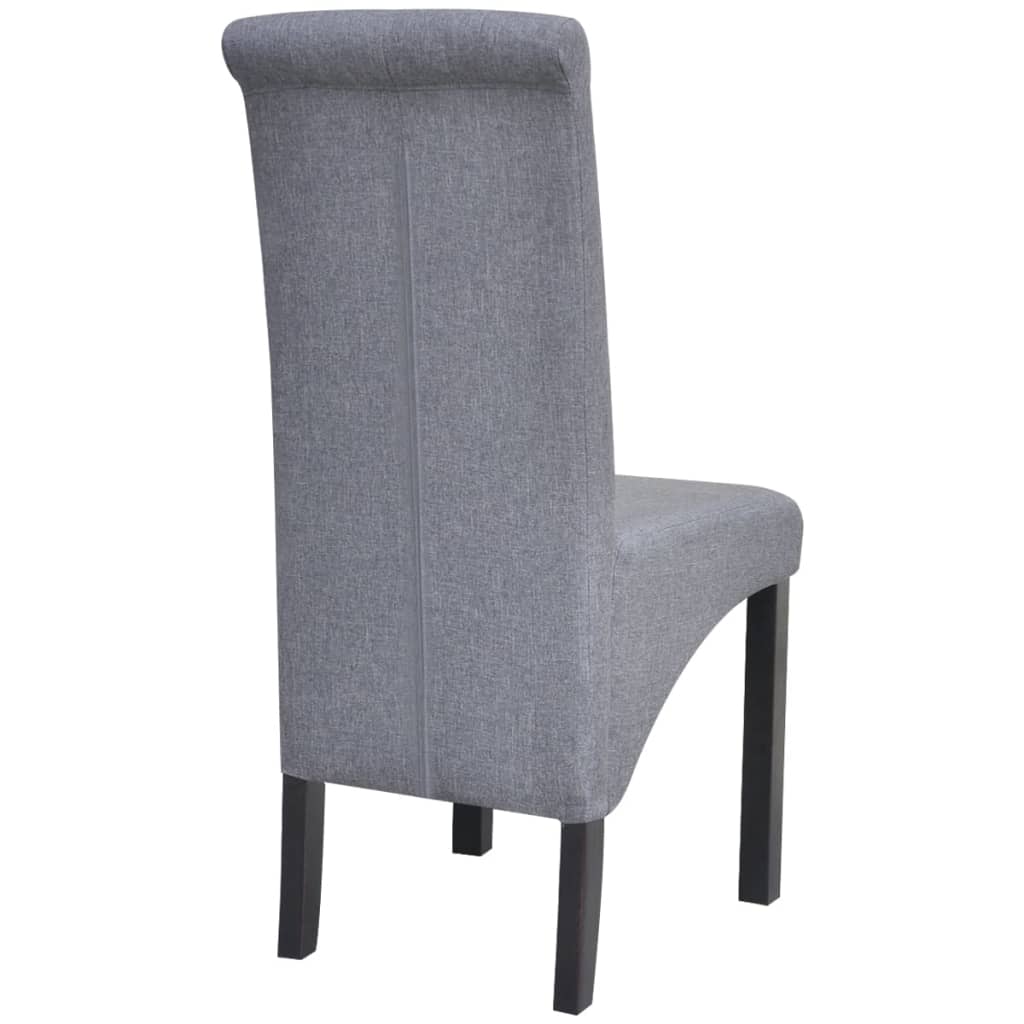 4 Dining Chairs Fabric Upholstery Dark Grey High