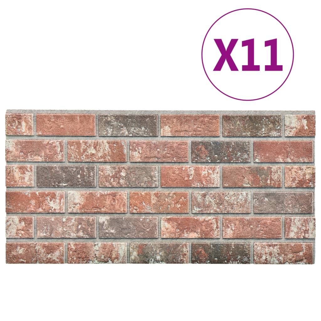 3D Wall Panels with Dark Brown & Grey Brick Design 11 pcs EPS