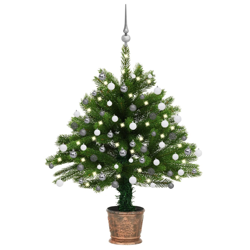 Arbre de Noël artificiel pré-éclairé et boules 65 cm vert