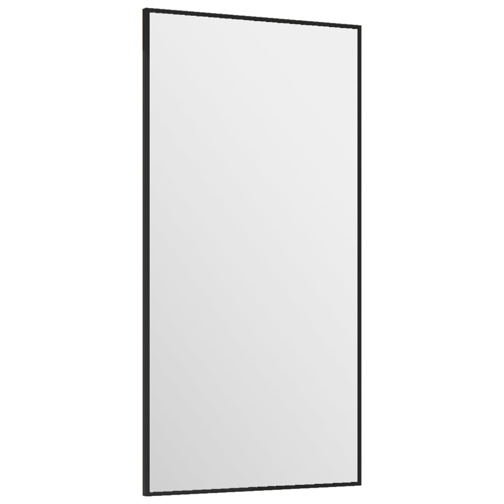 Door Mirror Black 30x60 cm Glass and Aluminium