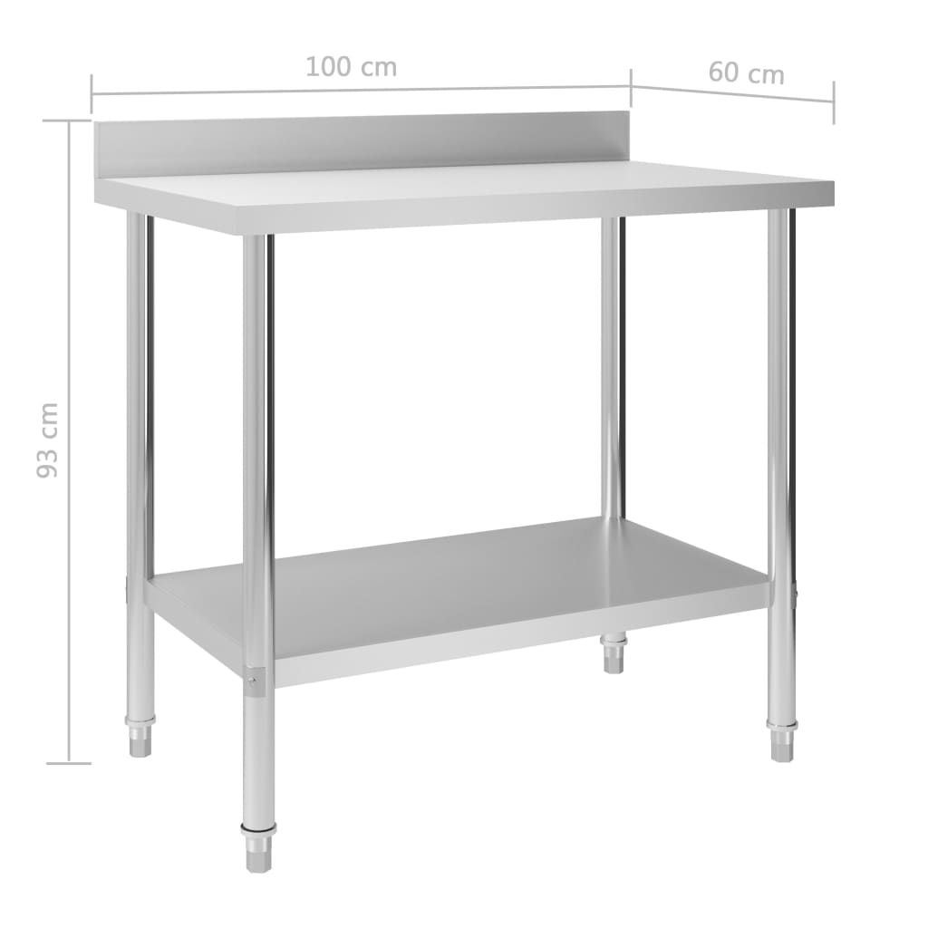 Küchen-Arbeitstisch mit Aufkantung 100 x 60 x 93 cm Edelstahl
