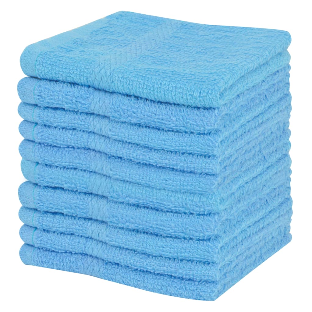 Guest Towel Set 10 pcs Cotton 360 g/m² 30x30 cm Blue