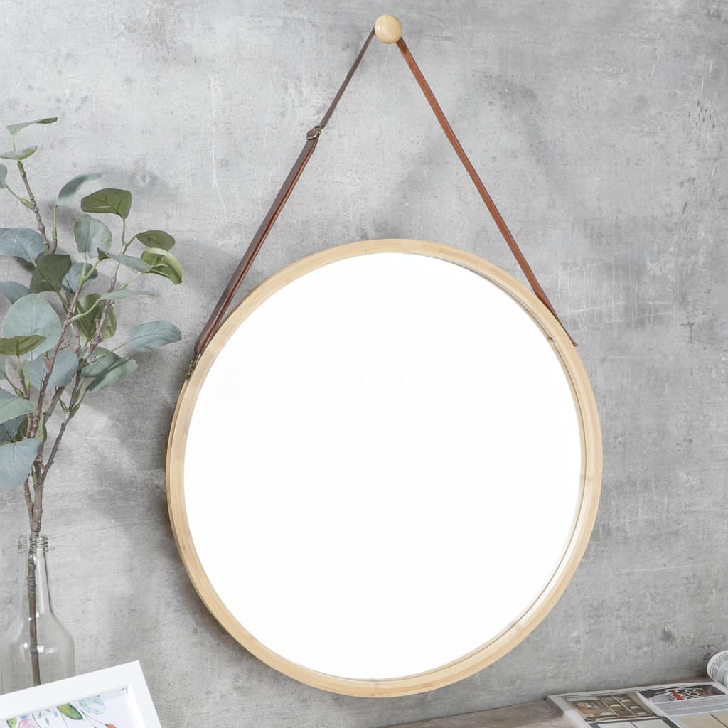 HI Hanging Mirror with Bamboo Frame