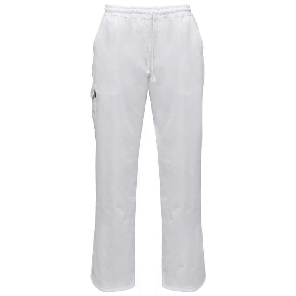 2 pcs White Chef Pant Stretchable Waistband with Cord Size S