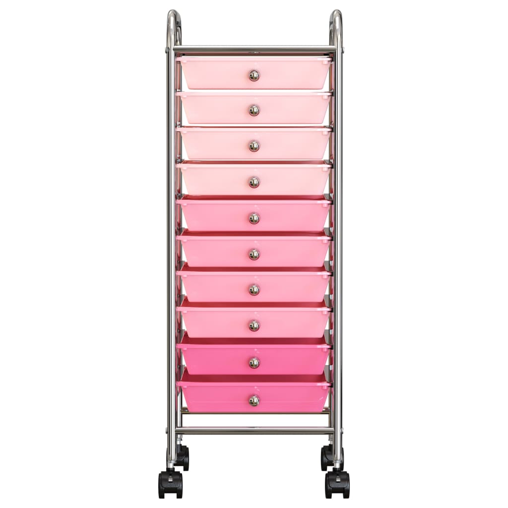 10-Drawer Mobile Storage Trolley Ombre Pink Plastic