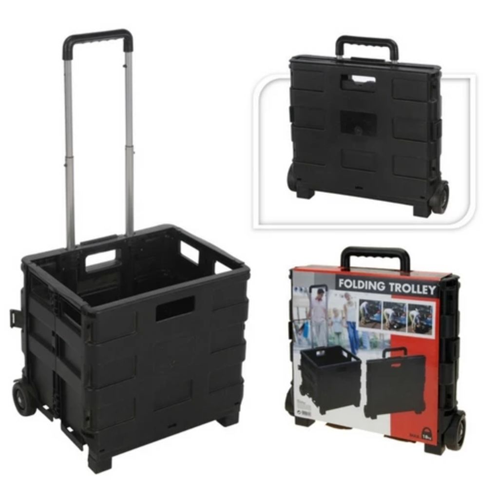 H&S Collection Trolley Aluminium with Folding Crate PP