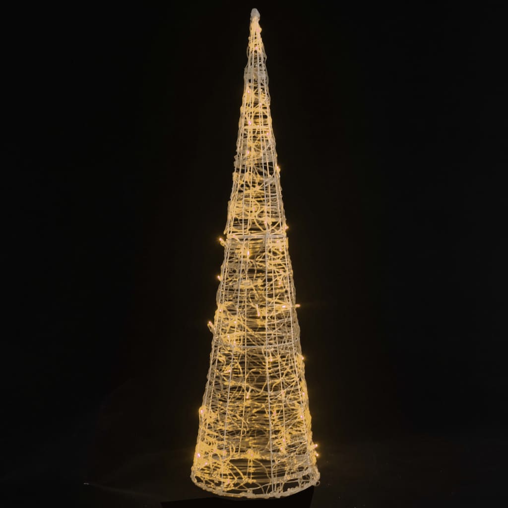 Acrylic Decorative Pyramid LED Light Cone Warm White 120 cm