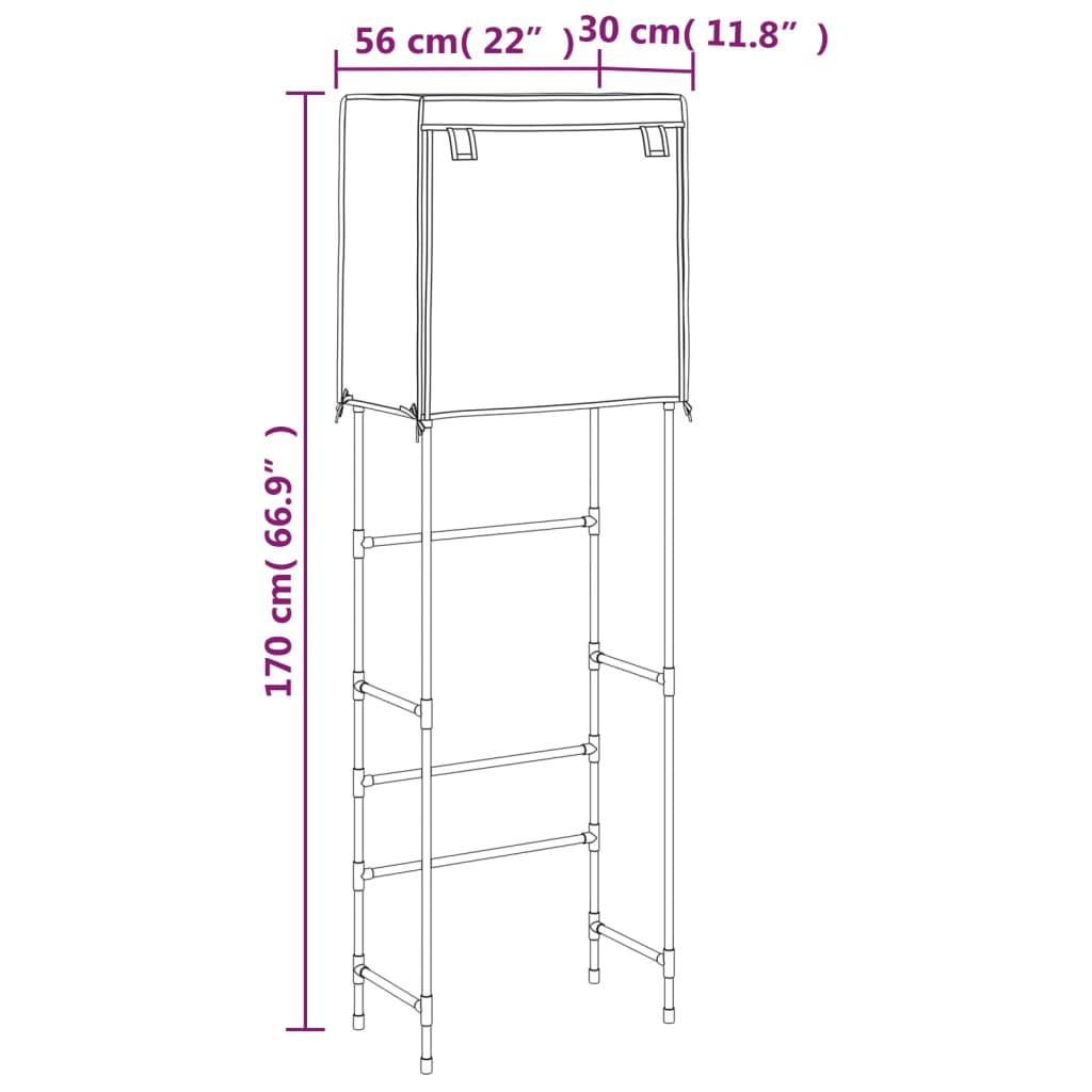 2-Tier Storage Rack over Toilet Grey 56x30x170 cm Iron