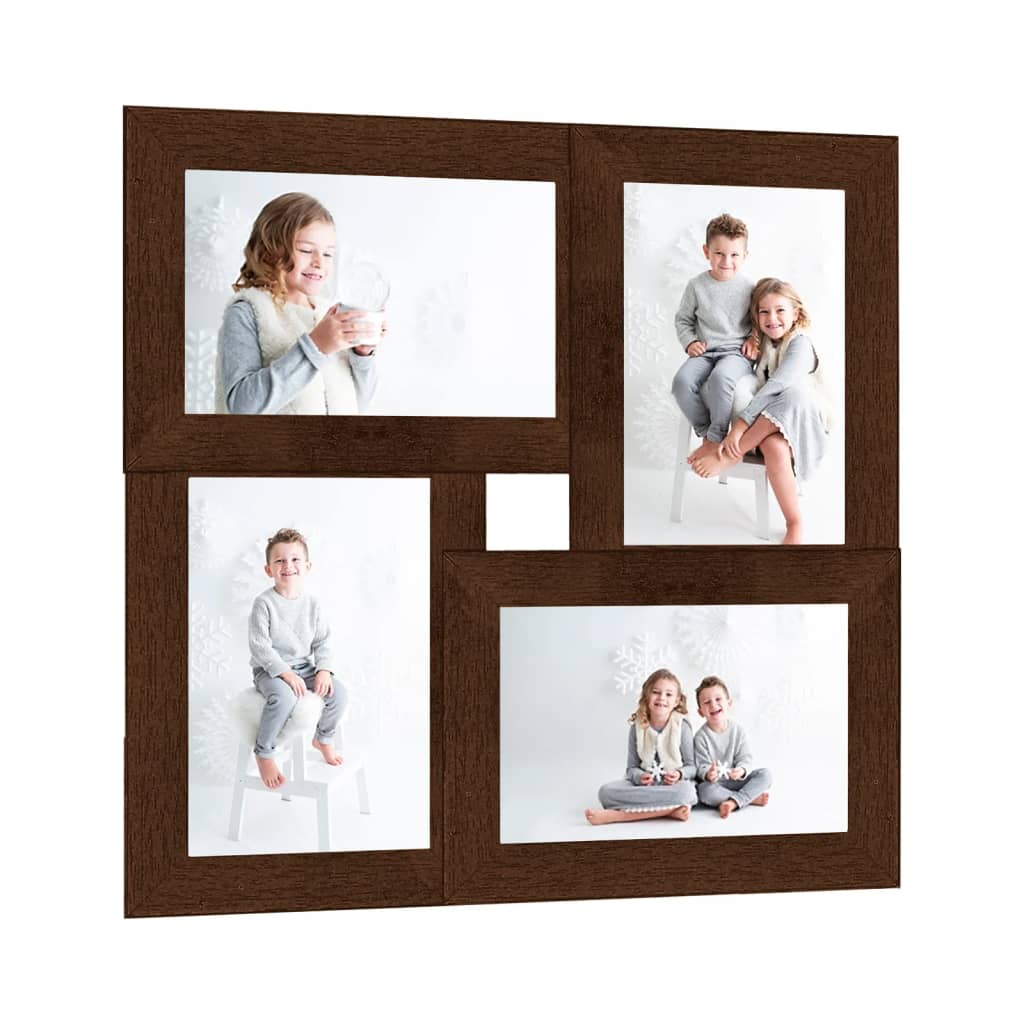 Collage Photo Frame for 4x(10x15 cm) Picture Dark Brown MDF