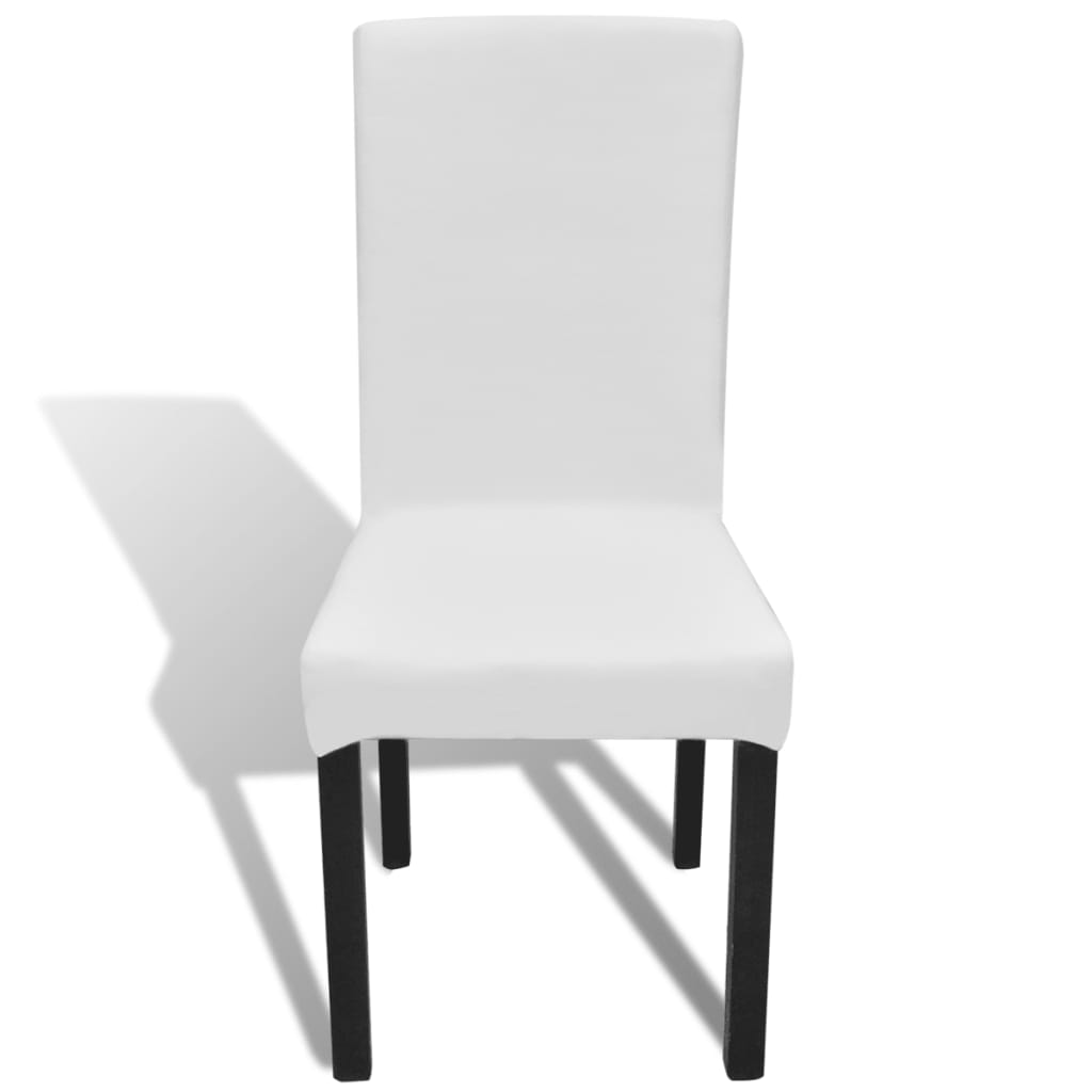 Straight Stretchable Chair Cover 4 pcs White