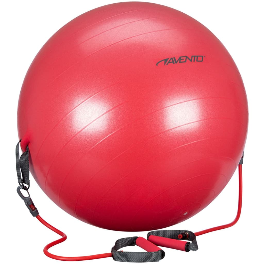 Avento Fitness Ball with Resistance Tubes 65 cm Red 41TO-ROG-65