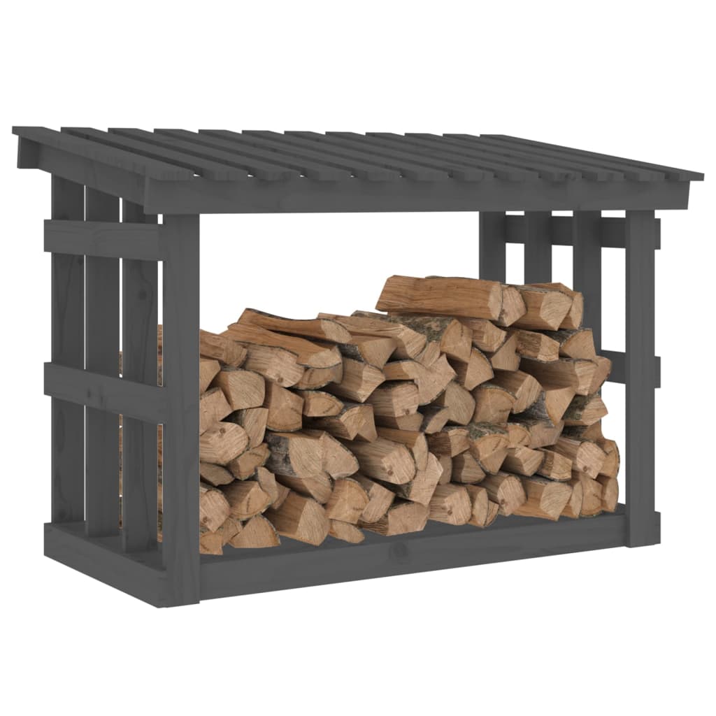 Firewood Rack Grey 108x64.5x77 cm Solid Wood Pine