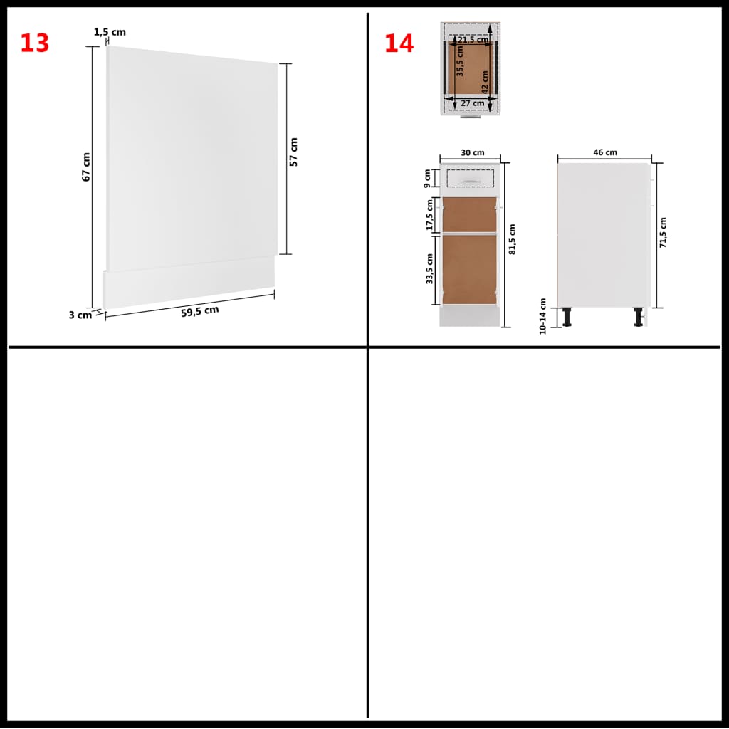 14-tlg. Küchenzeile Weiss Holzwerkstoff