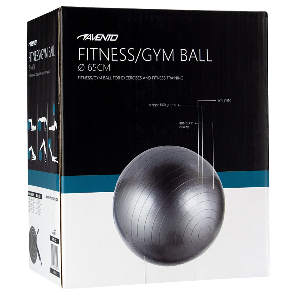 Avento Fitness-/Gymnastikball Durchm. 65 cm Silbern