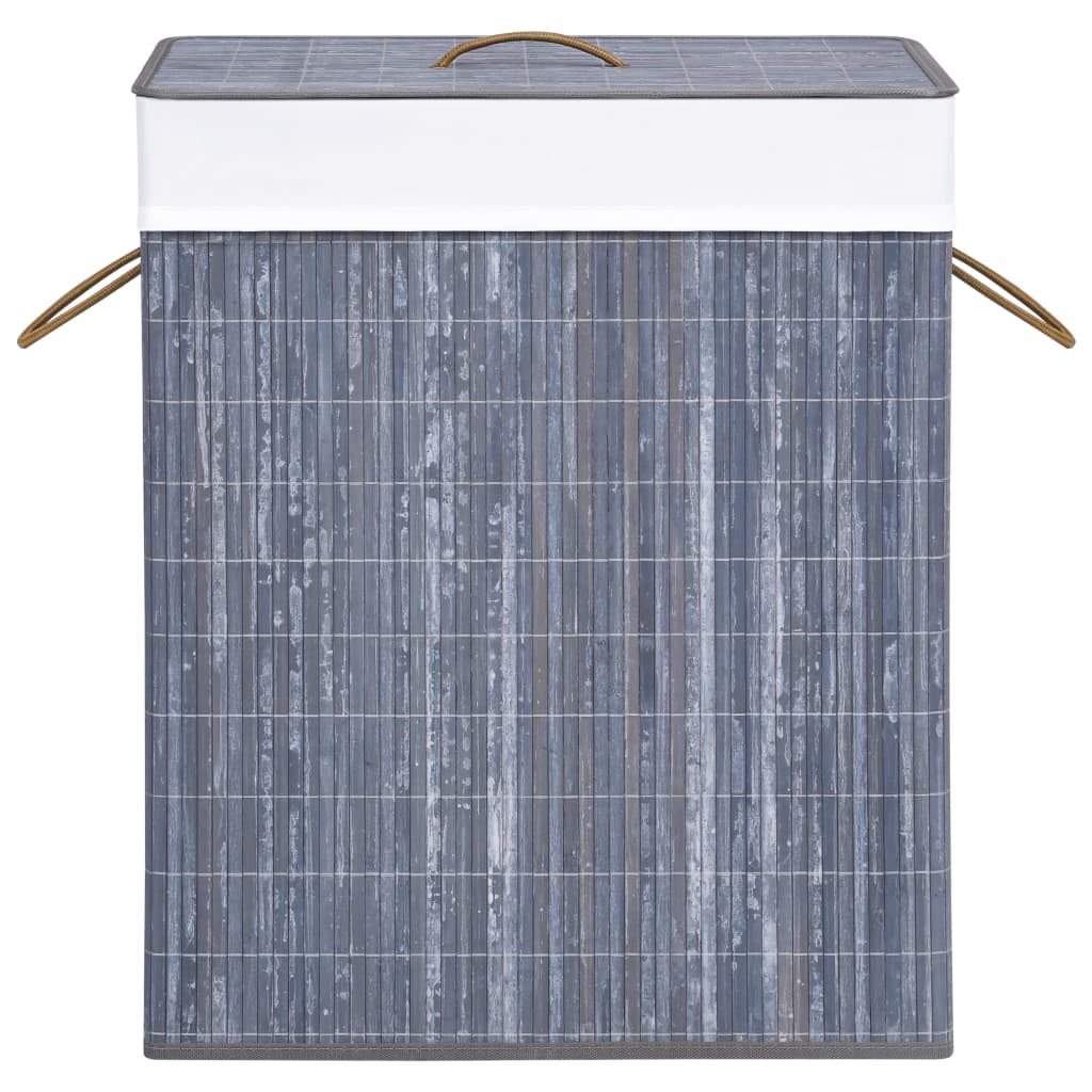 Bambus-Wäschekorb mit 1 Fach Grau 83 L