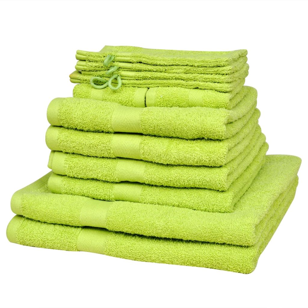 12 Piece Home Towel Set Cotton 500 gsm Apple Green