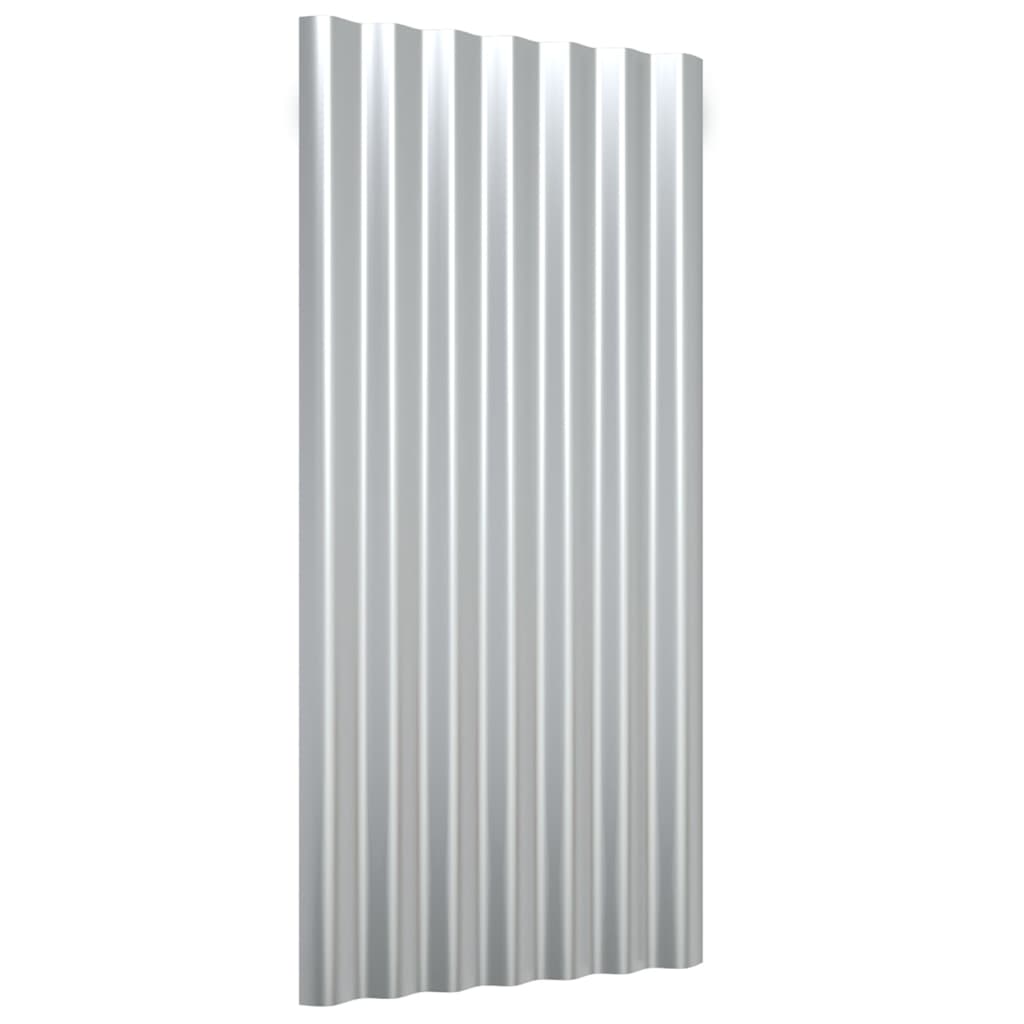Roof Panels 12 pcs Powder-coated Steel Silver 80x36 cm