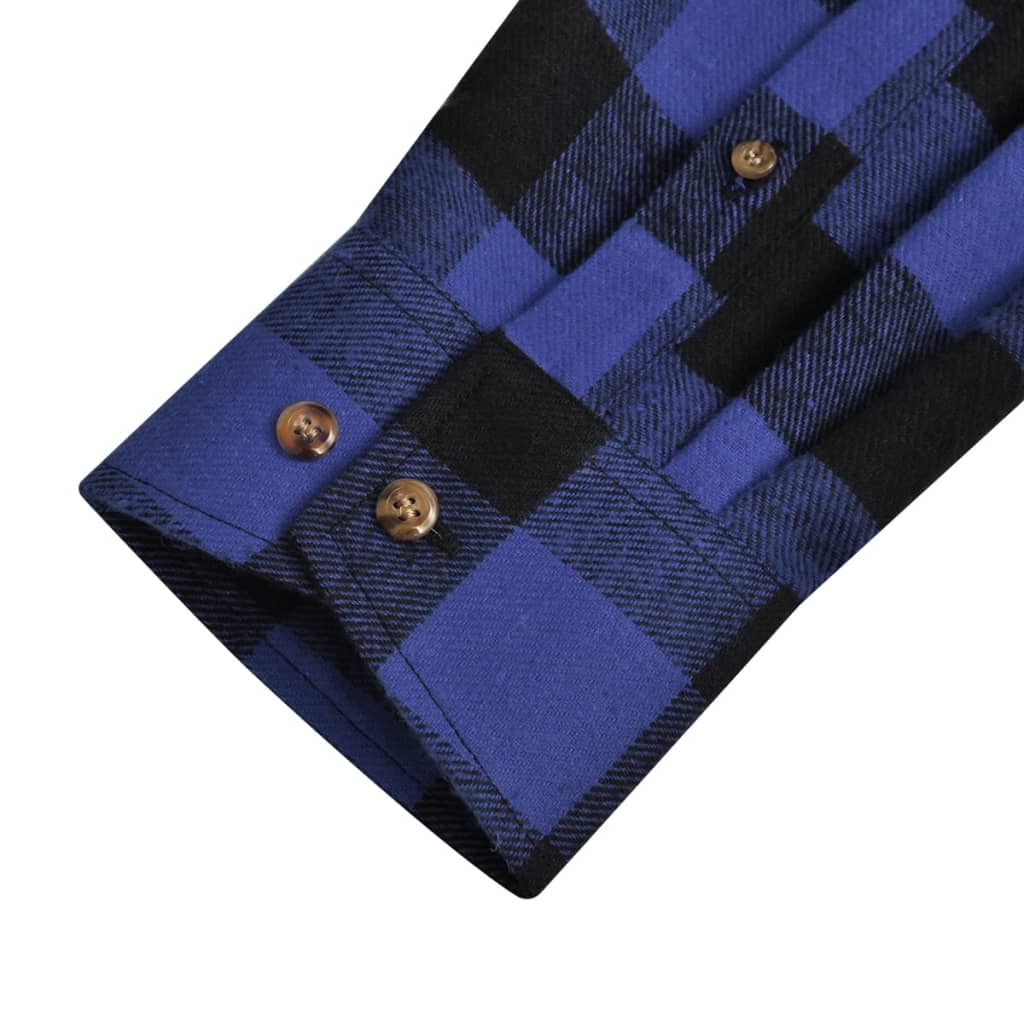 Herren Arbeitshemd Flanellhemd gepolstert blau-schwarz kariert XL