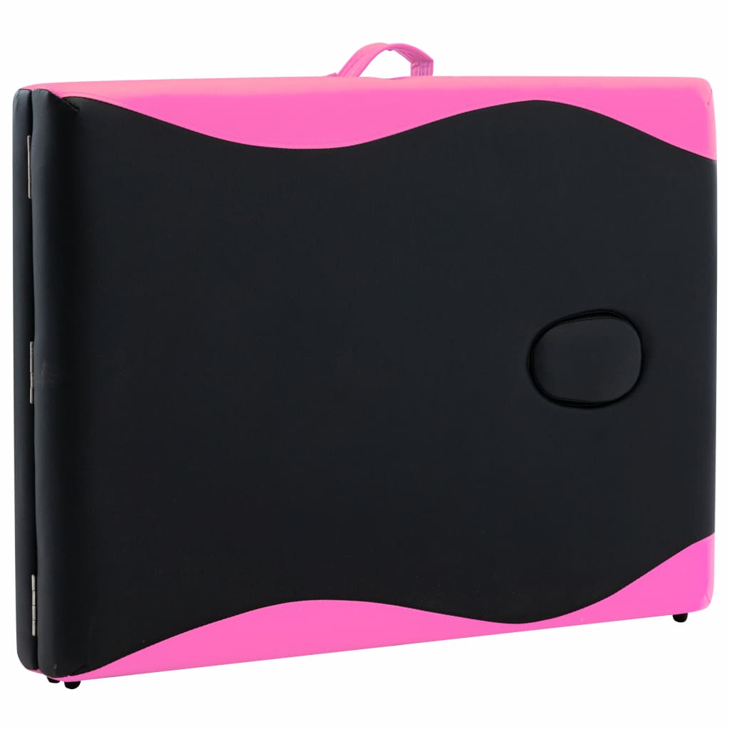 2-Zone Foldable Massage Table Aluminium Black and Pink