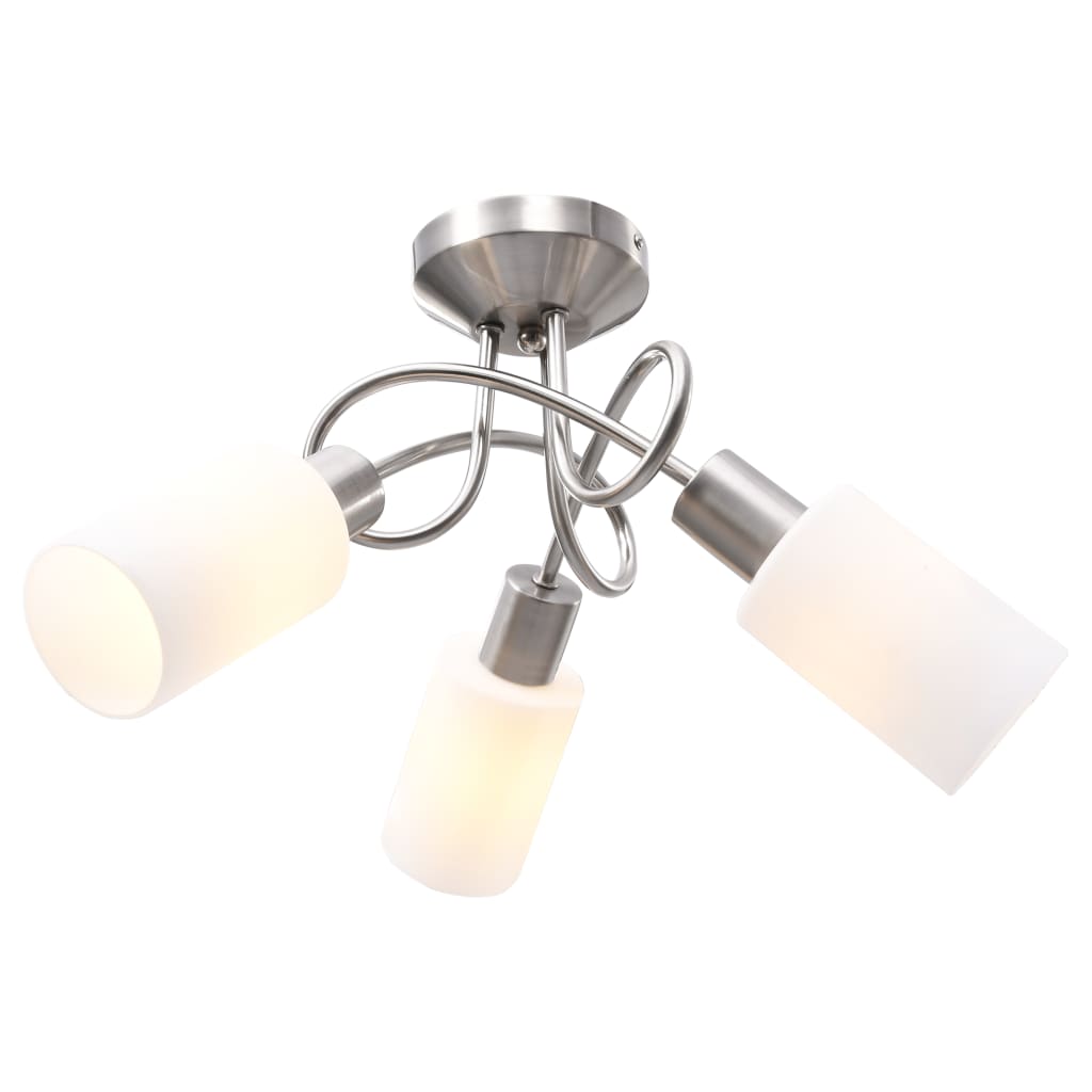 Ceiling Lamp with Ceramic Shades for 3 E14 Bulbs White Cone