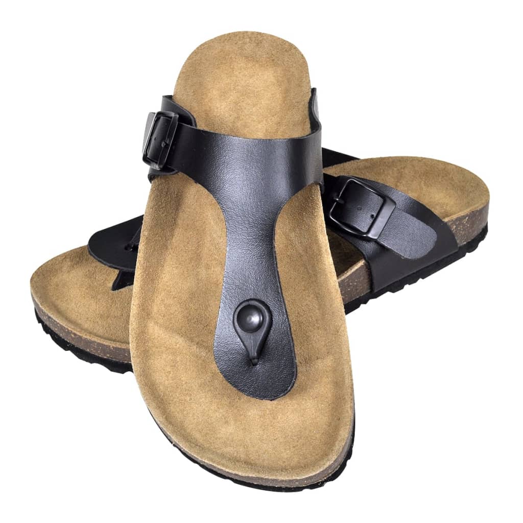 Damen Biokork-Sandale im Flip Flop-Design Schwarz Grösse 39