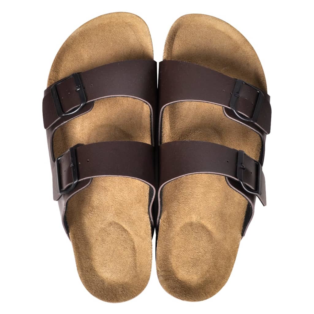 Men's Bio Cork Sandal with 2 Buckle Straps Brown Size 40
