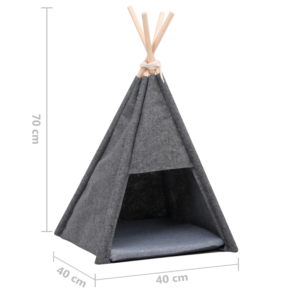 Katzen-Tipi-Zelt mit Tasche Filz Schwarz 40x40x70 cm   