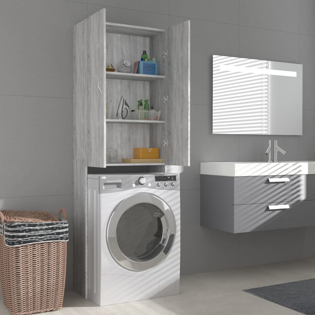 Washing Machine Cabinet Grey sonoma 64x25.5x190 cm