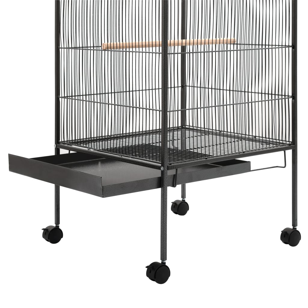 Bird Cage with Roof Grey 66x66x155 cm Steel