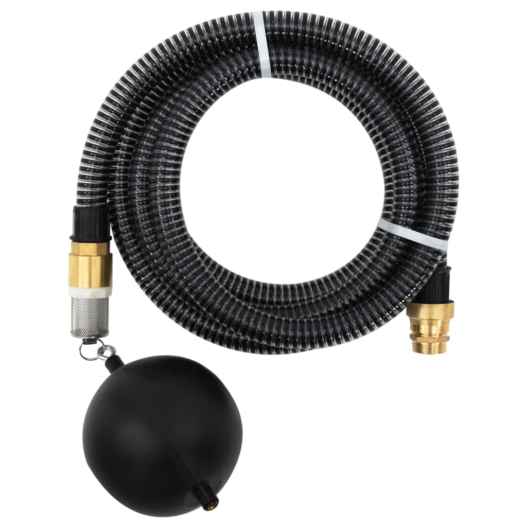Suction Hose with Brass Connectors Black 1.1" 25 m PVC