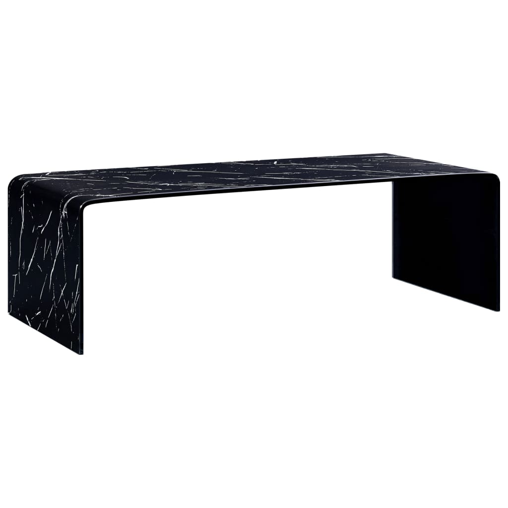 284735 Coffee Table Black Marble 98x45x31 cm Tempered Glass