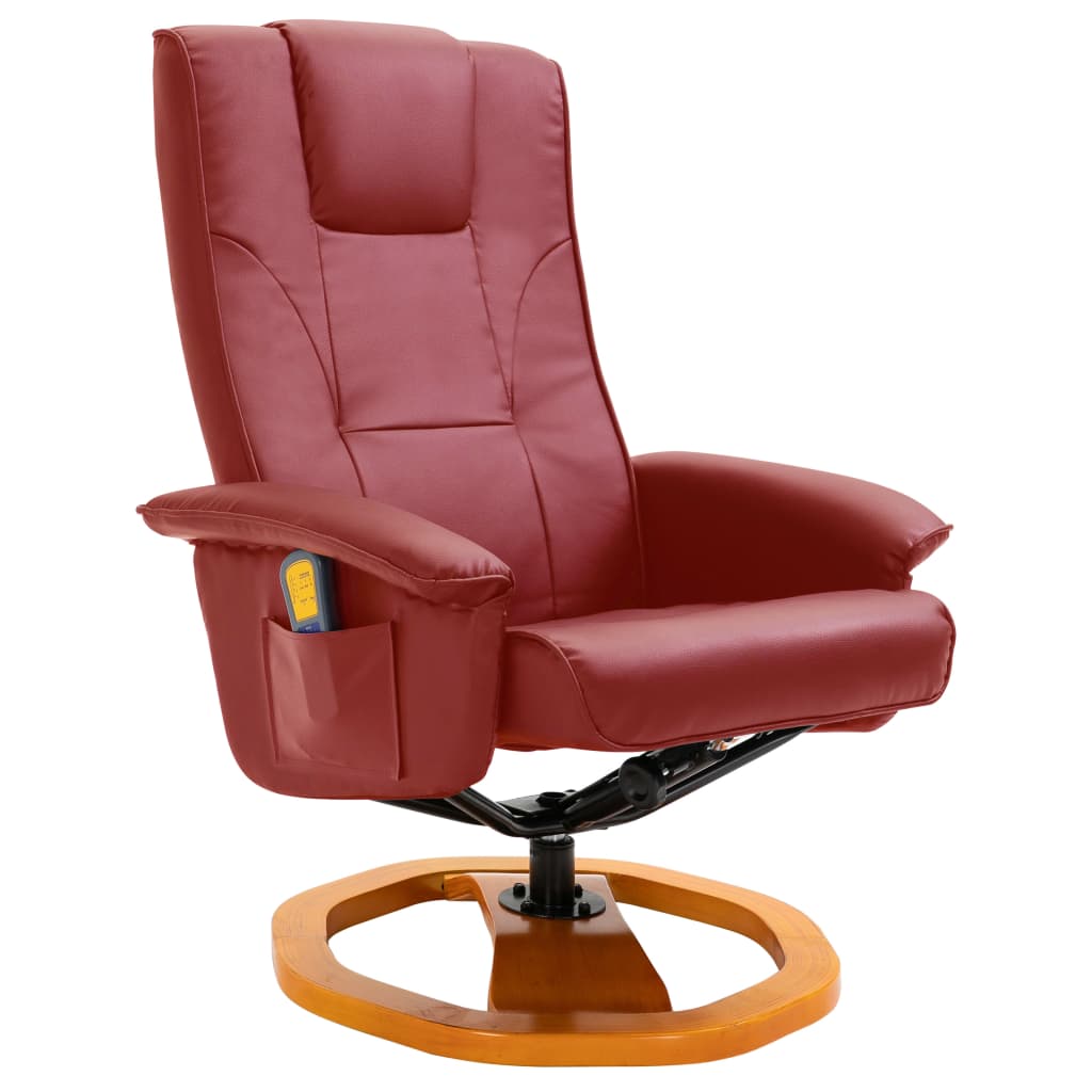 Massage Chair with Foot Stool Wine Red Faux Leather