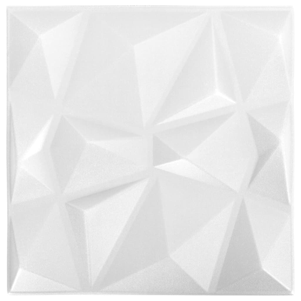 3D-Wandpaneele 24 Stk. 50x50 cm Diamantweiss 6 m²