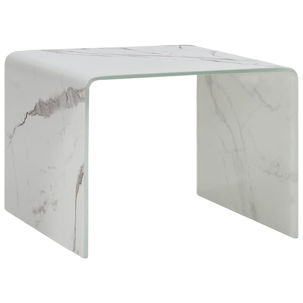 284730 Coffee Table White Marble 50x50x45 cm Tempered Glass