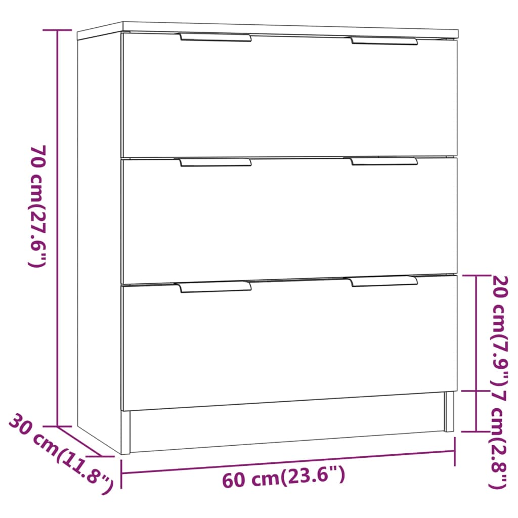 3-tlg. Sideboards Betongrau Holzwerkstoff