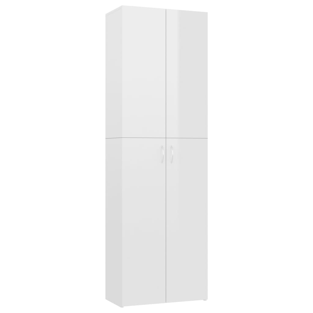 Office Cabinet High Gloss White 60x32x190 cm Chipboard