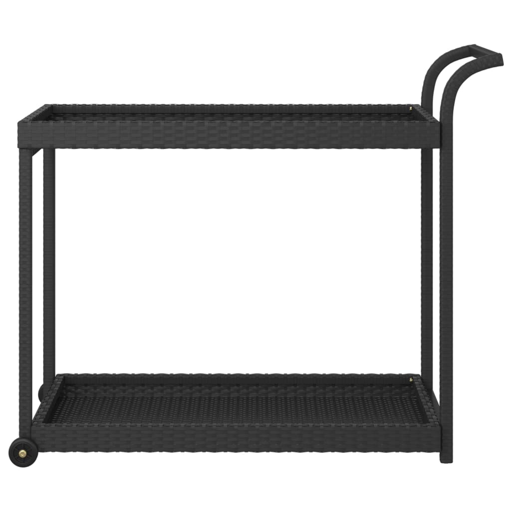 Bar Cart Black 100x45x83 cm Poly Rattan