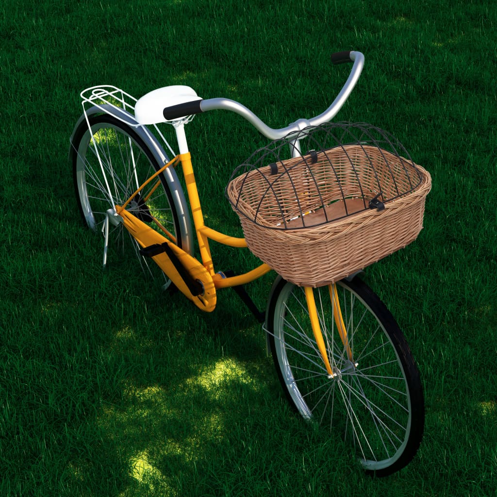 Bike Front Basket with Cover 50x45x35 cm Natural Willow