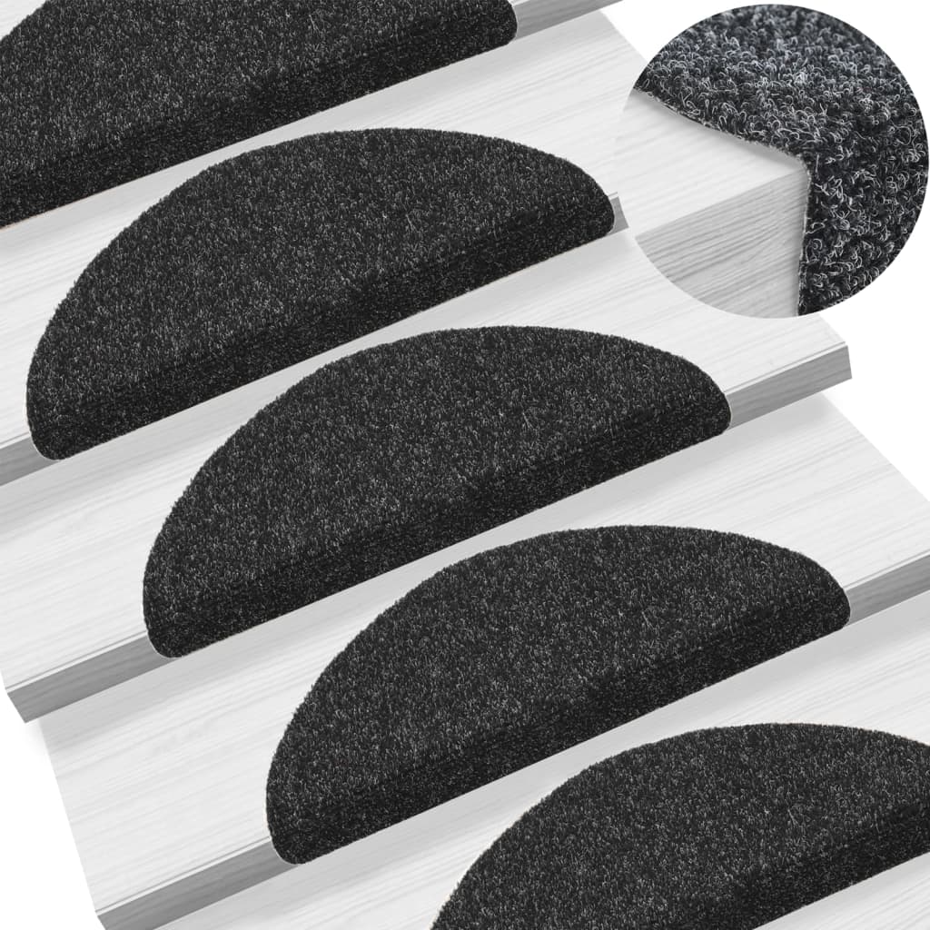 Self-adhesive Stair Mats 10 pcs Black 56x17x3 cm Needle Punch