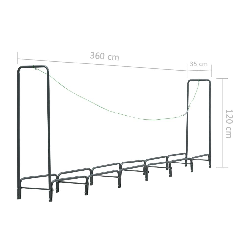 Brennholzregal Anthrazit 360×35×120 cm Stahl