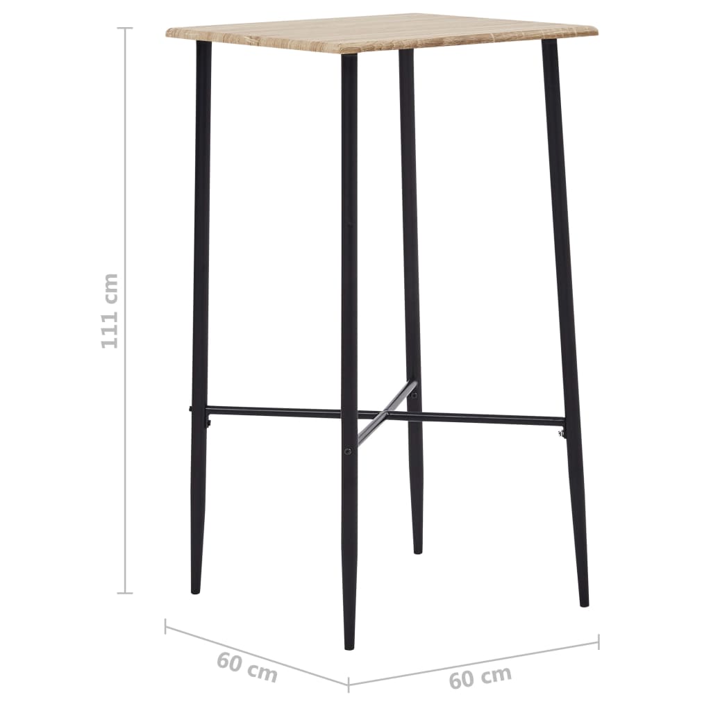 Bar Table Oak 60x60x111 cm MDF