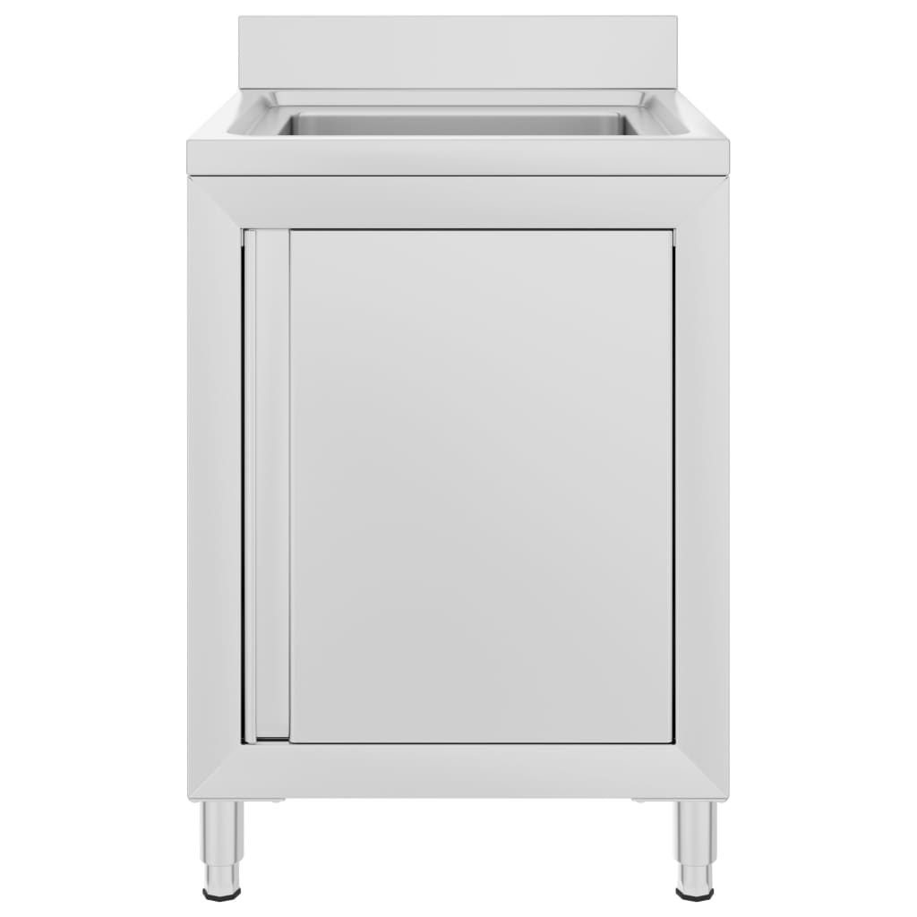 Commercial Kitchen Sink Cabinet 60x60x96 cm Stainless Steel