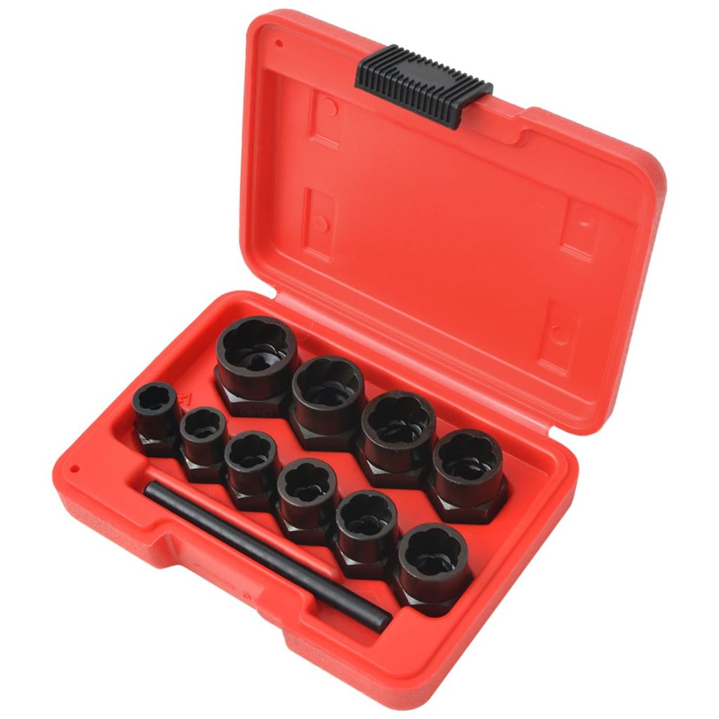 11 Piece Bolt Extractor Set for Damaged Bolts and Nuts Steel