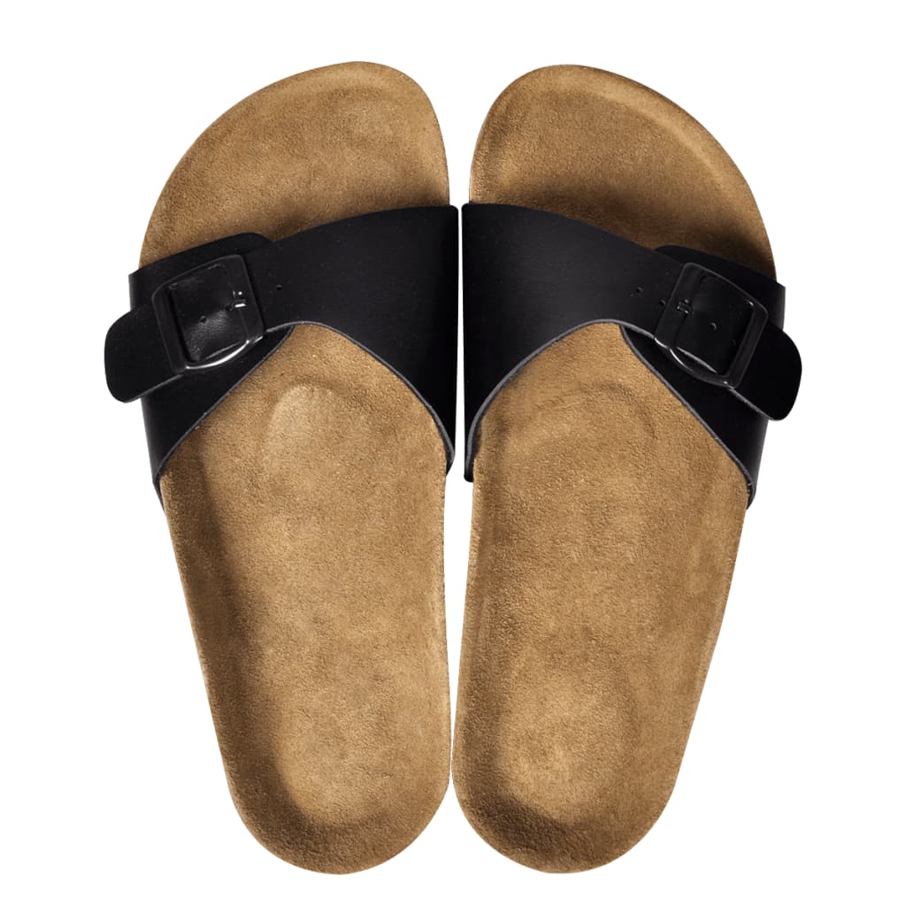 Damen Biokork-Sandale mit 1 Schnalle Schwarz Grösse 36
