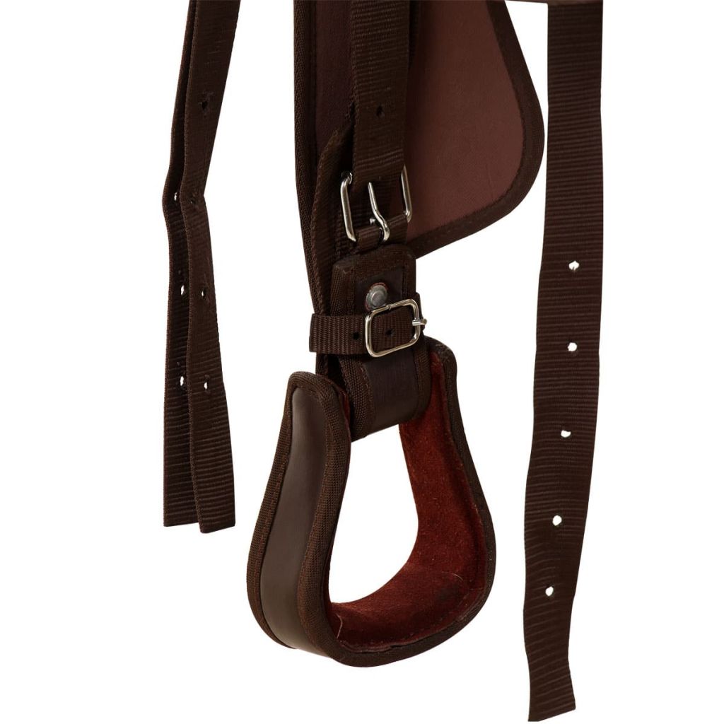 Western Saddle. Headstall&Breast Collar Real Leather 15" Brown