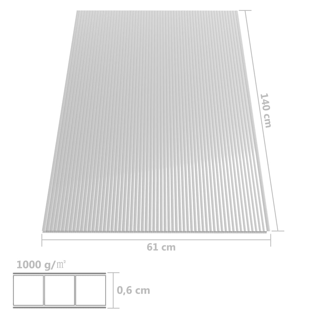 Feuilles de polycarbonate 2 pcs 6 mm 140x61 cm