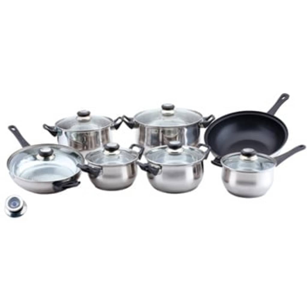14-piece Stainless Steel Cookware with Wok