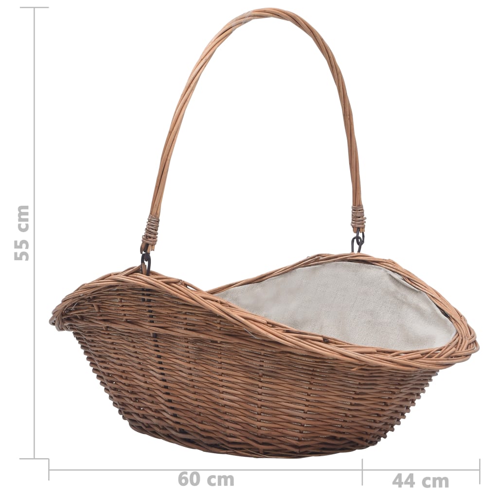 Firewood Basket with Handle 60x44x55 cm Natural Willow