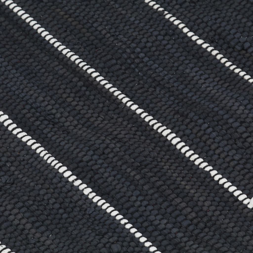 Handgewebter Chindi-Teppich Baumwolle 80x160 cm Anthrazit